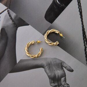 Princess Polly Maysen Gold Twist Hoop Earrings